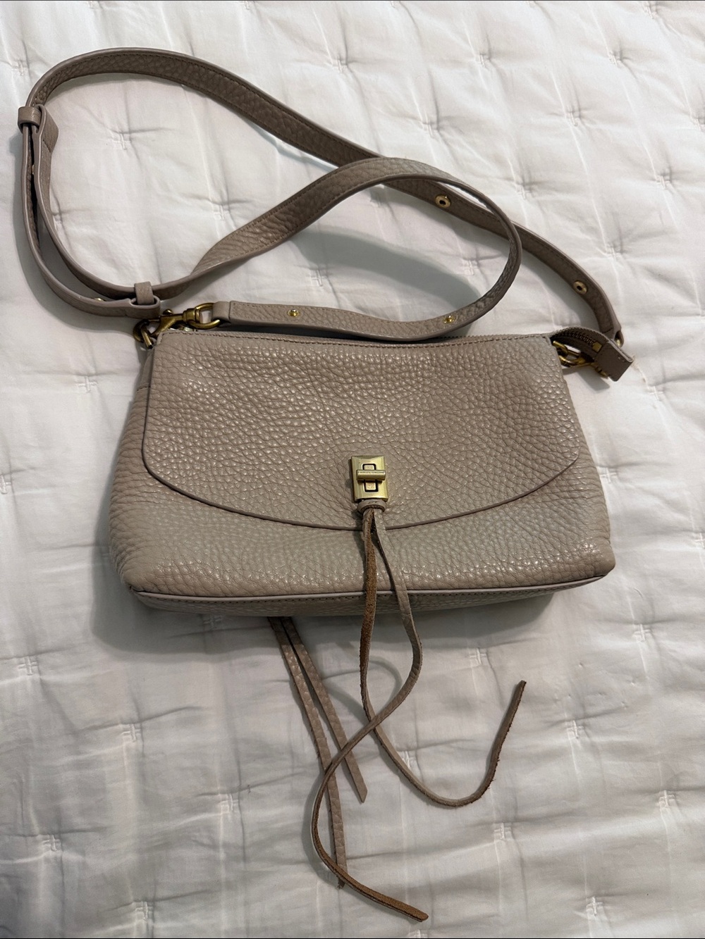 Rebecca Minkoff Pebbled Leather Crossbody in Taupe